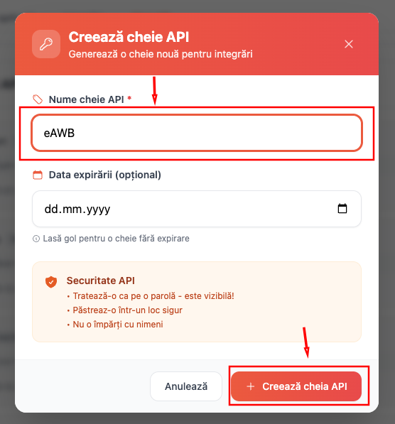 Create new API key