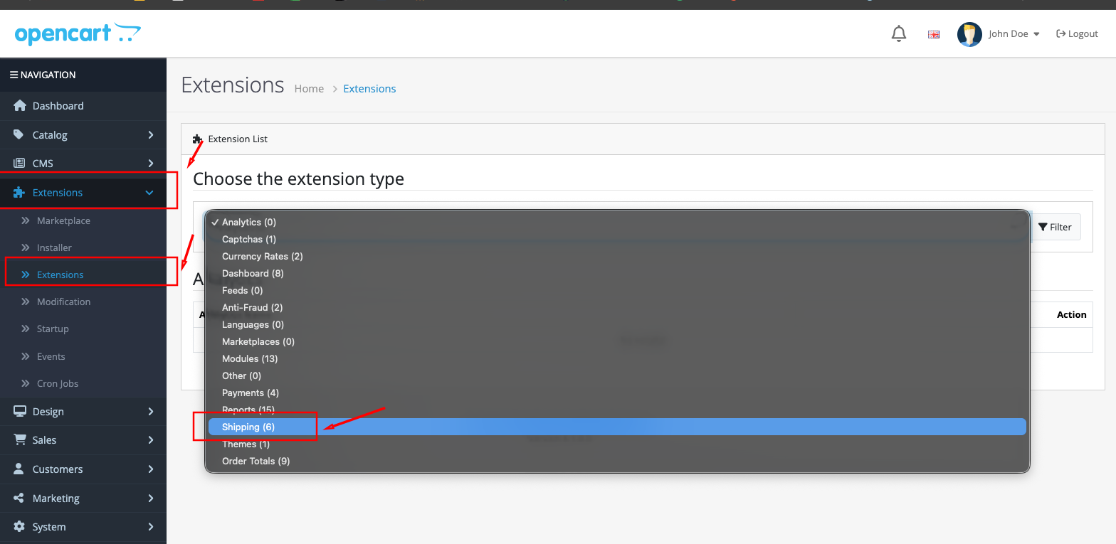 Install Europarcel Shipping extension